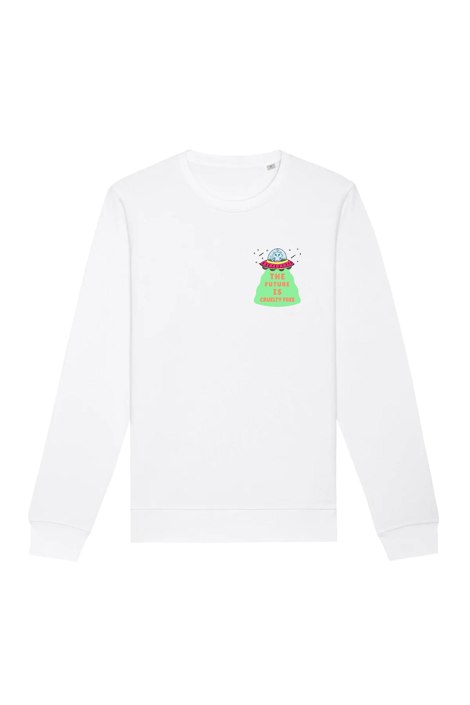 Image of Oat Milk Club dames vegan Sweatshirt The Future Is Cruelty Free Wit