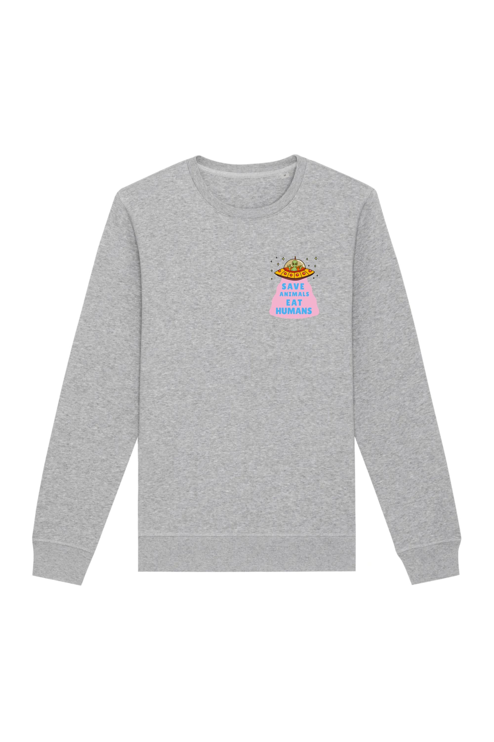 Image of Oat Milk Club dames vegan Sweatshirt Save Animals Eat Humans Grijs