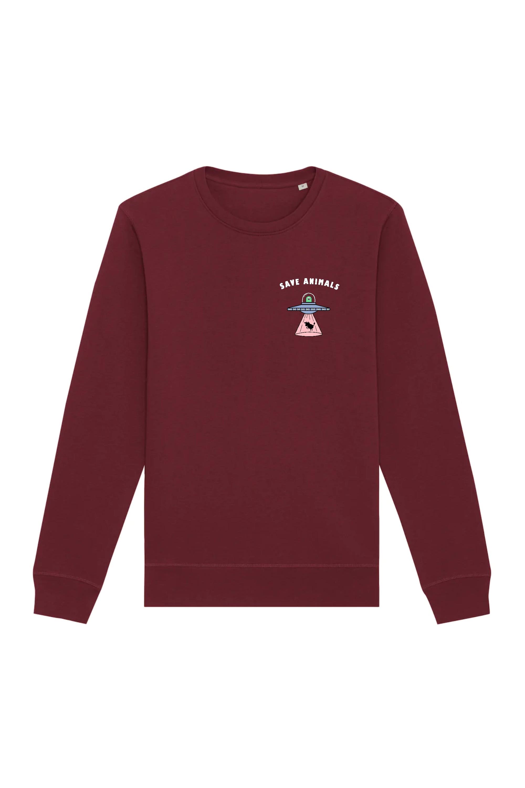 Image of Oat Milk Club dames vegan Sweatshirt Save Animals Bordeaux