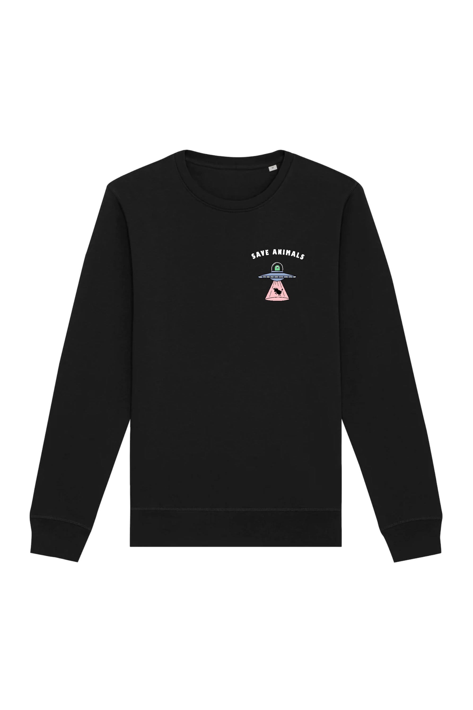 Image of Oat Milk Club dames vegan Sweatshirt Save Animals Zwart