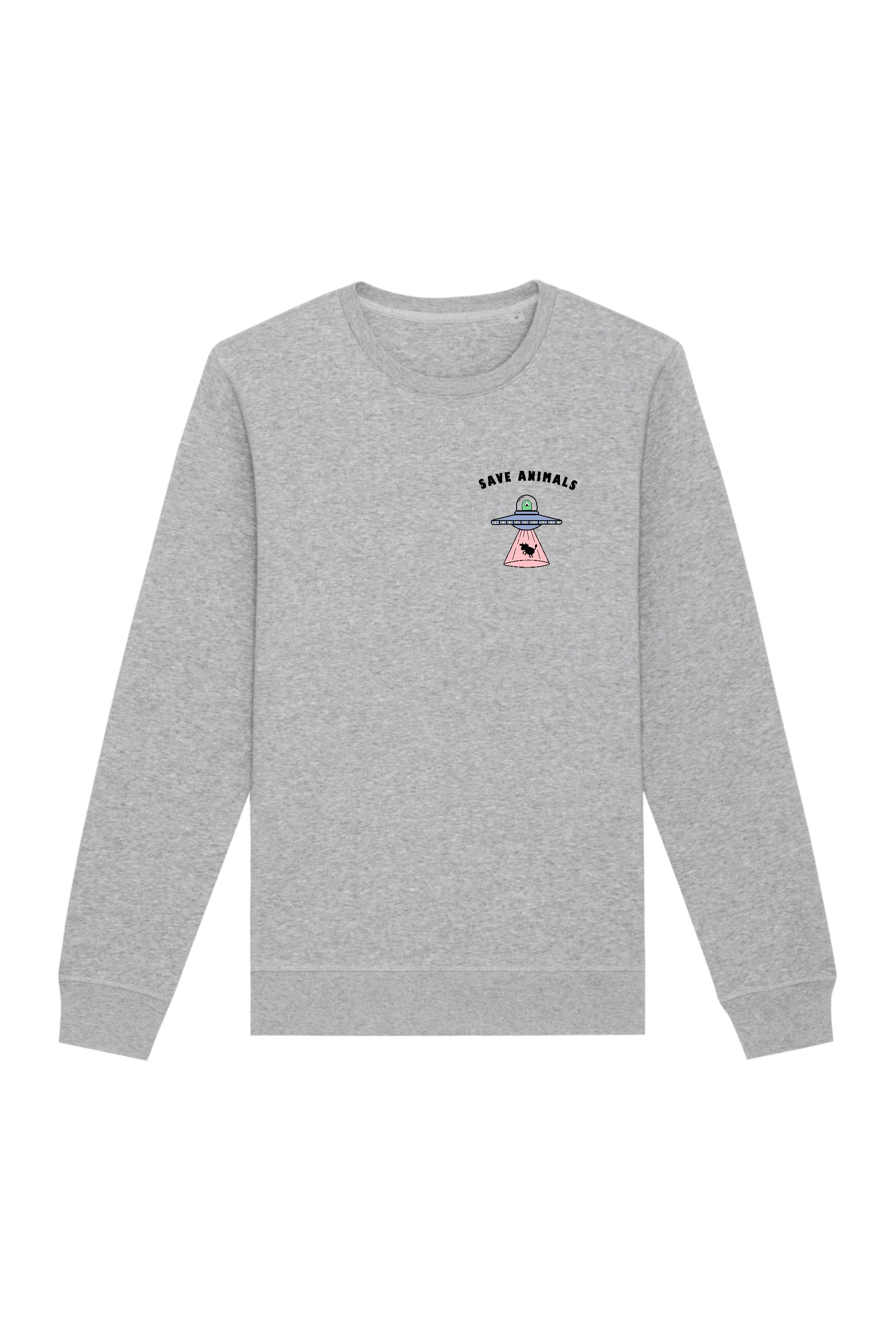 Image of Oat Milk Club dames vegan Sweatshirt Save Animals Grijs