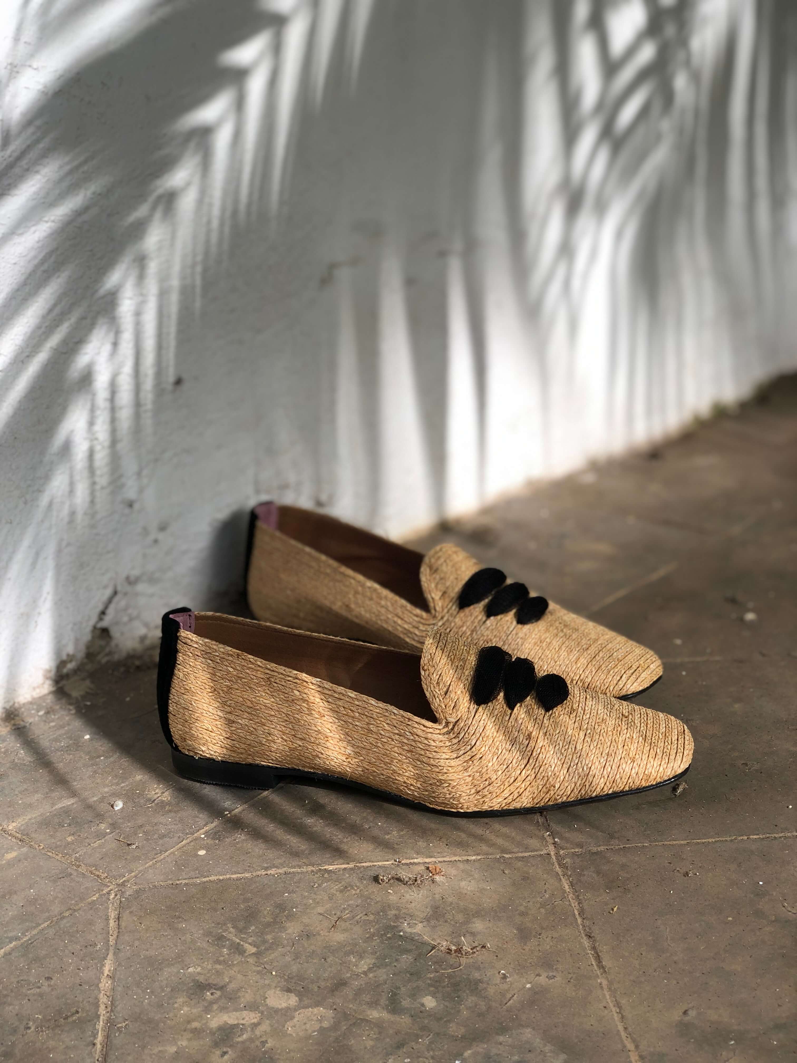 Momoc womens vegan Loafers Casablanca Raffia