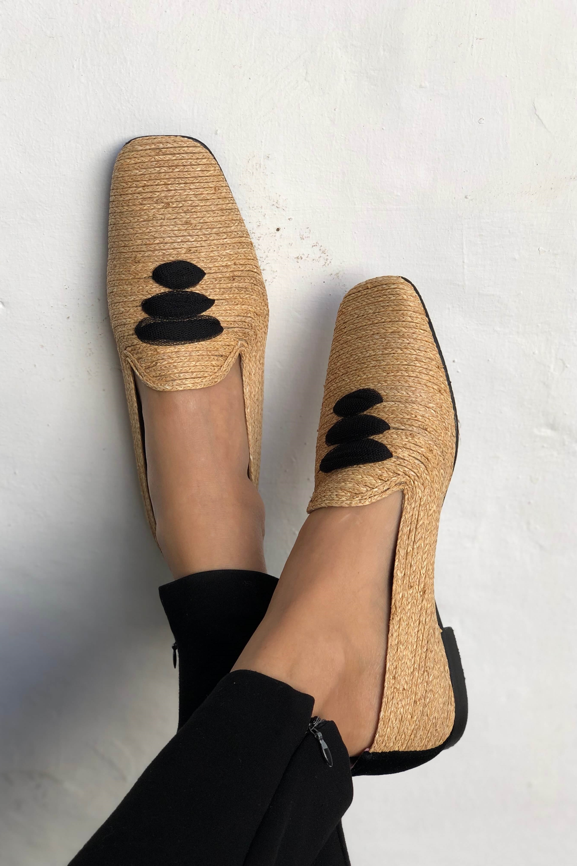 Momoc Damen vegan Loafers Casablanca Raffia