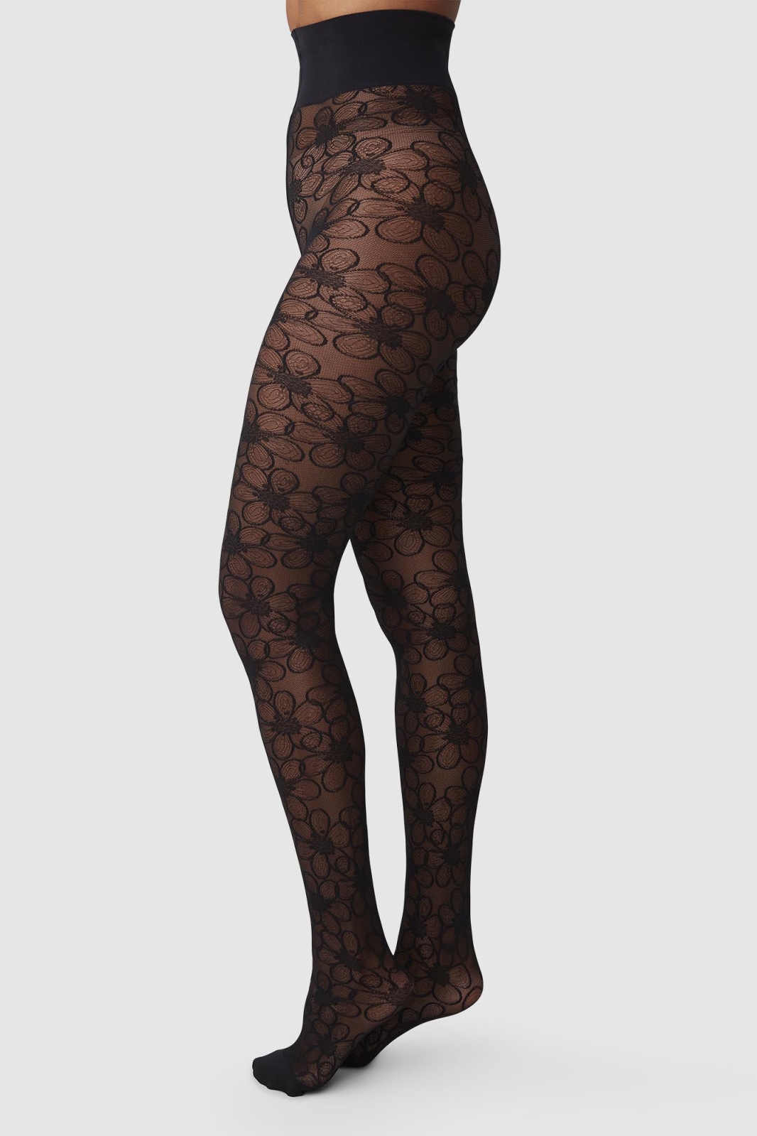 Swedish Stockings womens vegan Tights Maja Flower Black