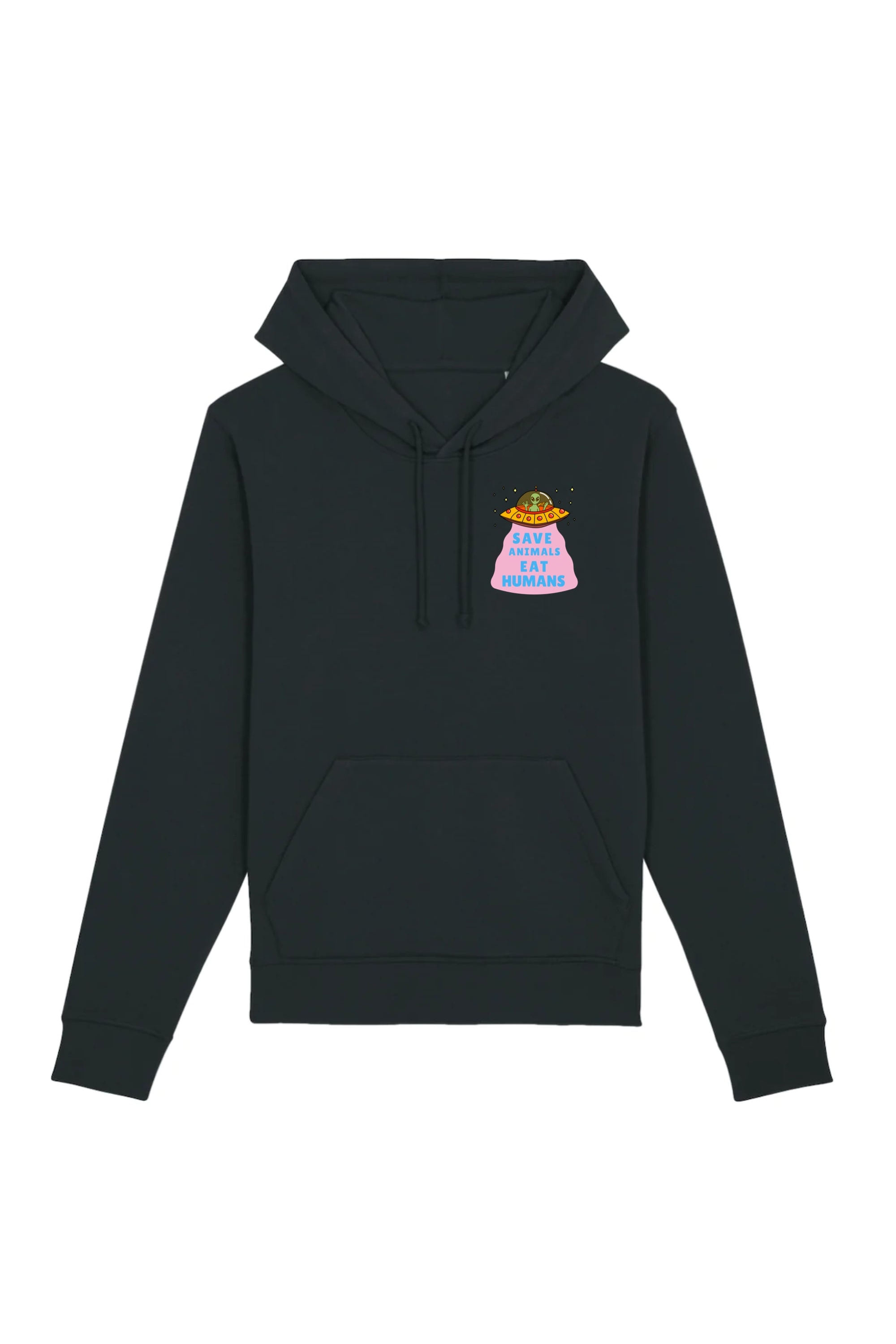 Image of Oat Milk Club dames vegan Hoodie Save Animals Eat Humans Unisex Zwart