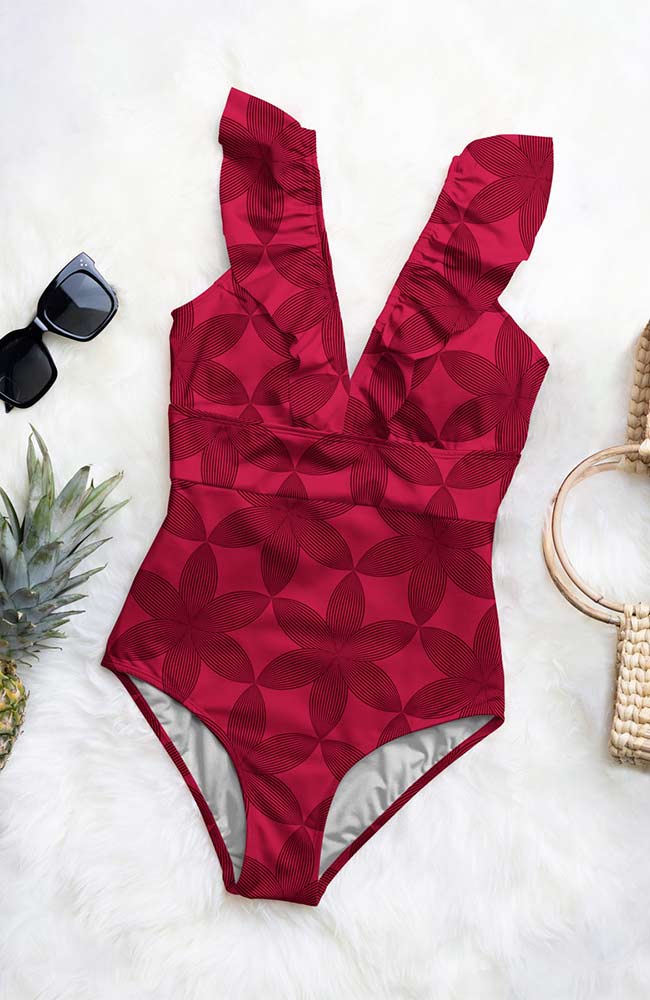 Averie womens vegan Swimsuit Brinley Retro Red