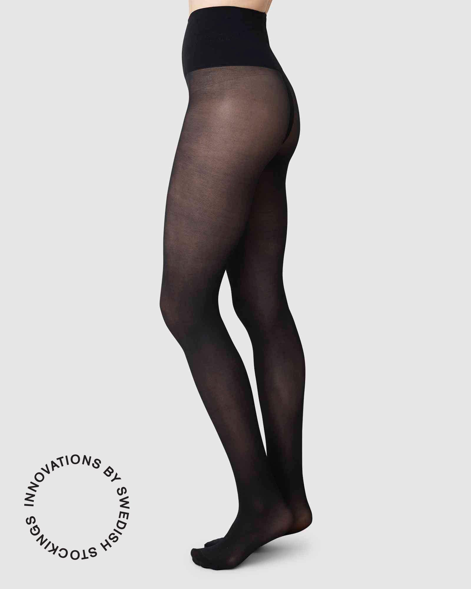 Swedish Stockings womens vegan Tights Set 2-Pack Lois Rip Resistant Black