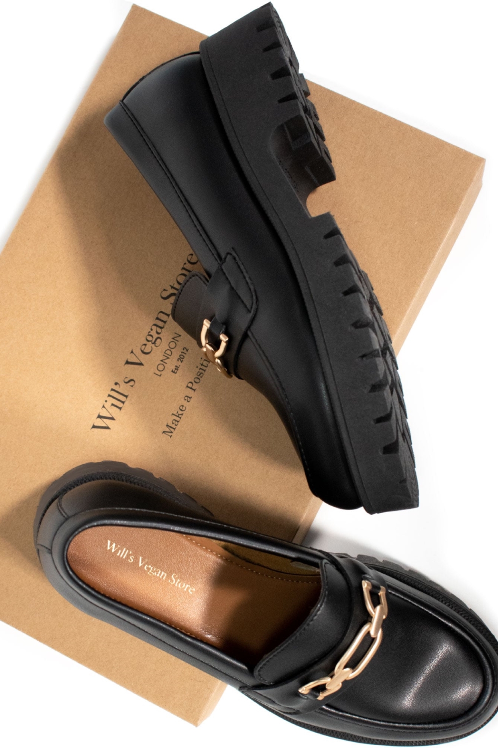 Will's Vegan Store Damen vegan Gleissohle Loafers Schwarz