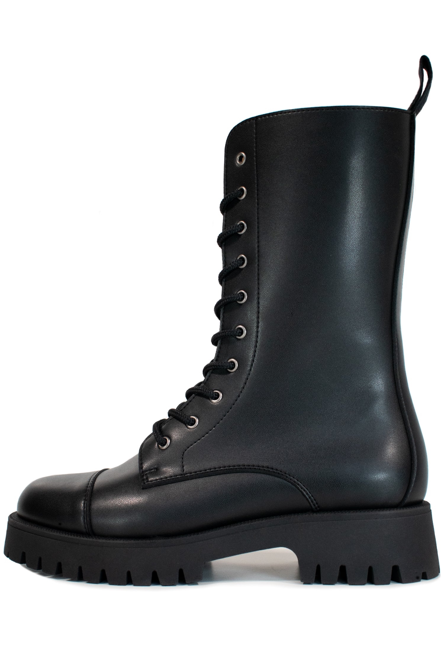 Will's Vegan Store Damen vegan Track Sole 10 Eye Boots Schwarz