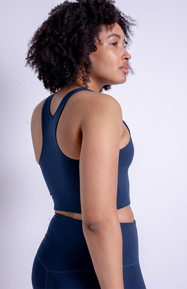 Girlfriend Collective womens vegan Sports Bra Dylan Midnight Blue