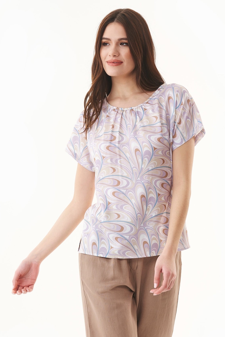 ORGANICATION Damen vegan Bluse Wellen Lavendel