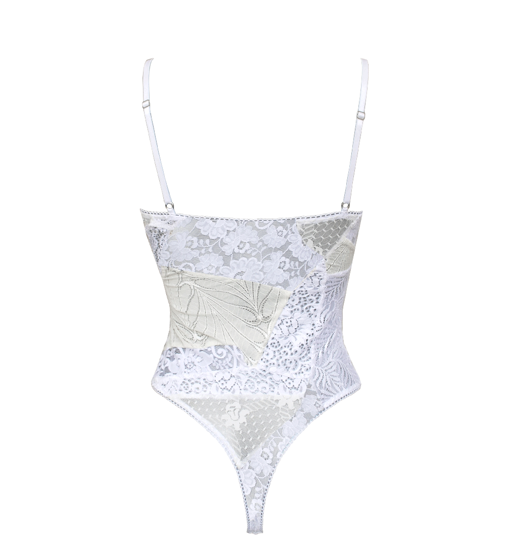 Anekdot womens vegan Bodysuit Bouquet Cream & White