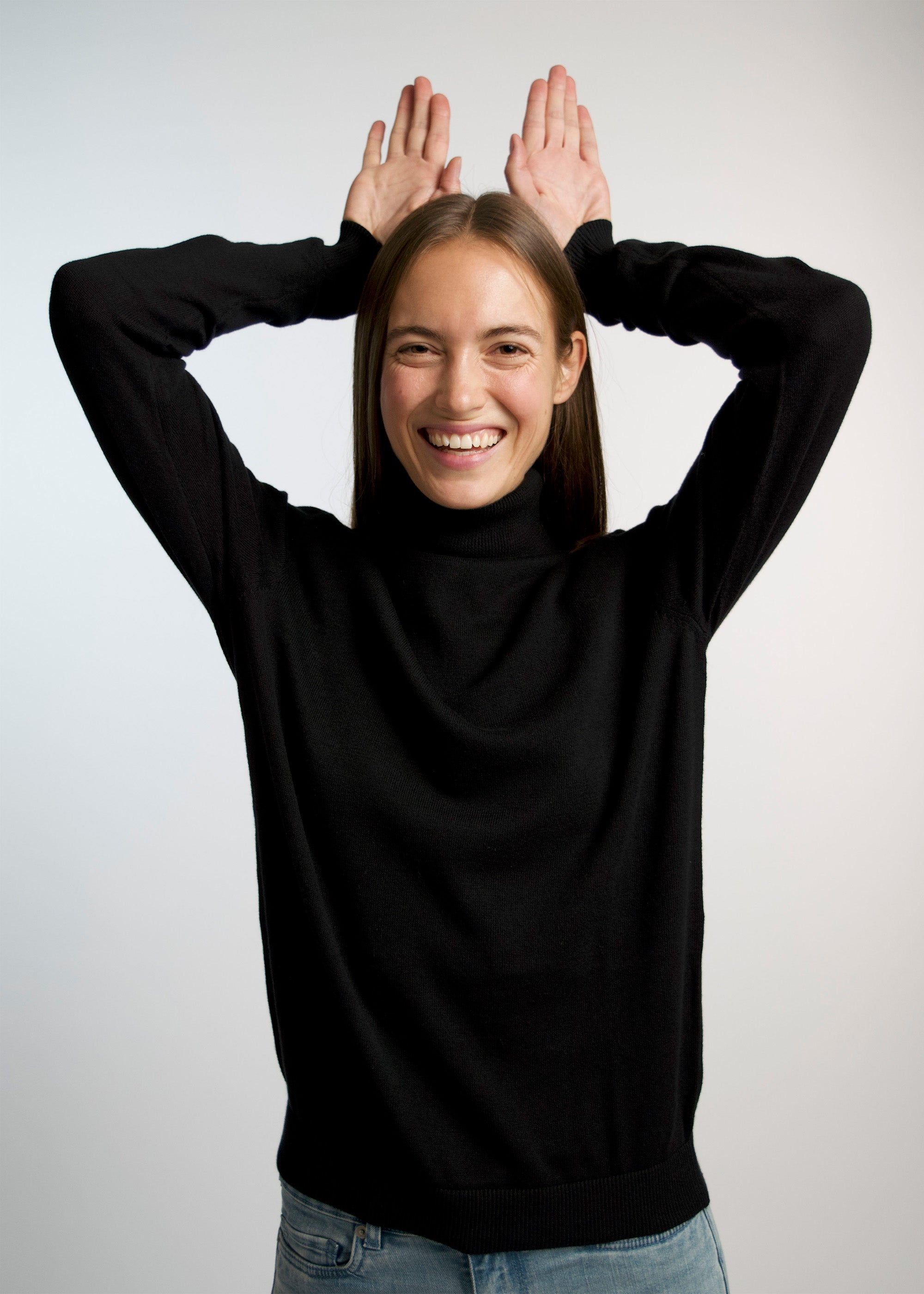 Honest Basics womens vegan Turtleneck Jumper Black