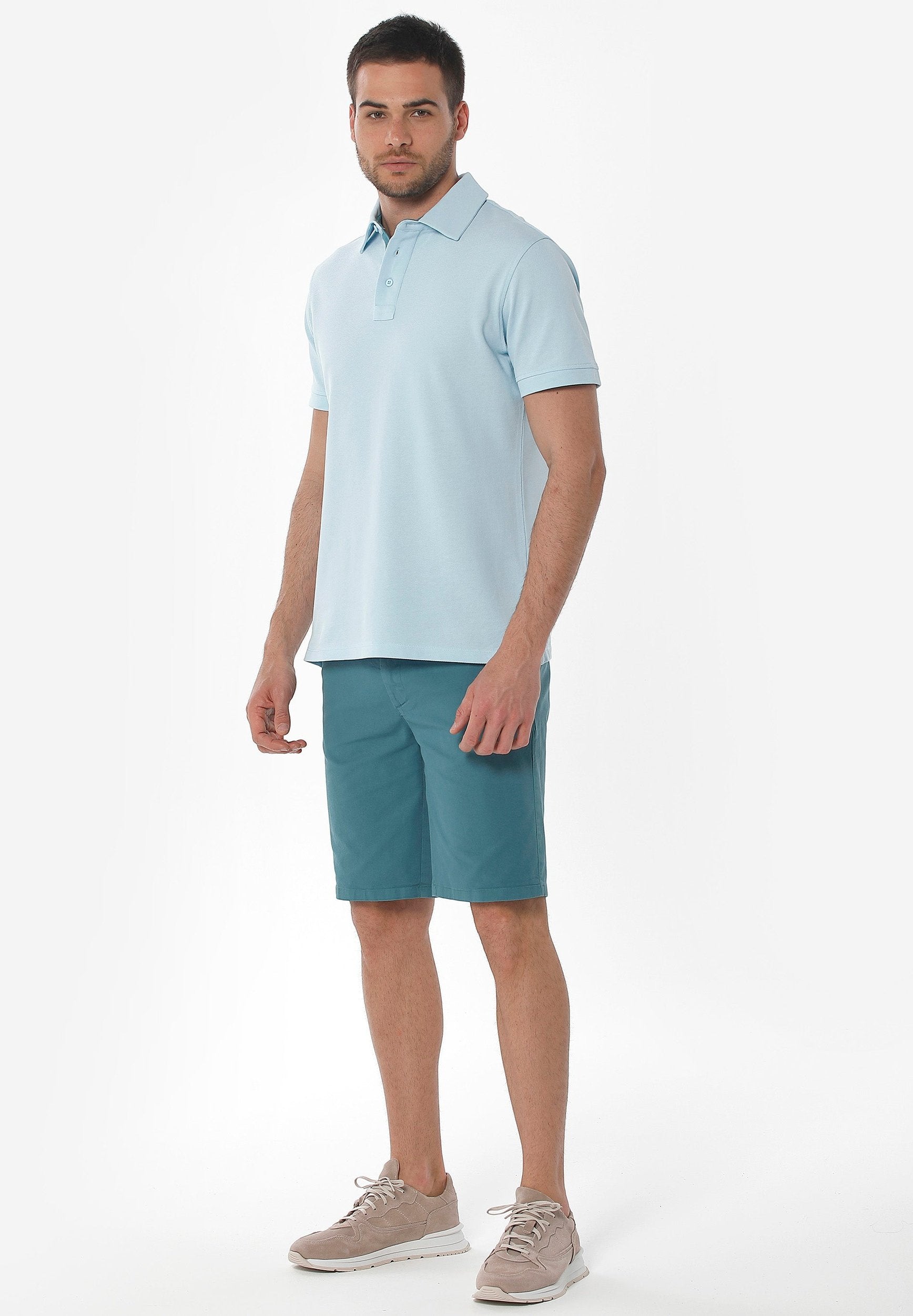 ORGANICATION men vegan Chino Shorts Slim Petrol Green