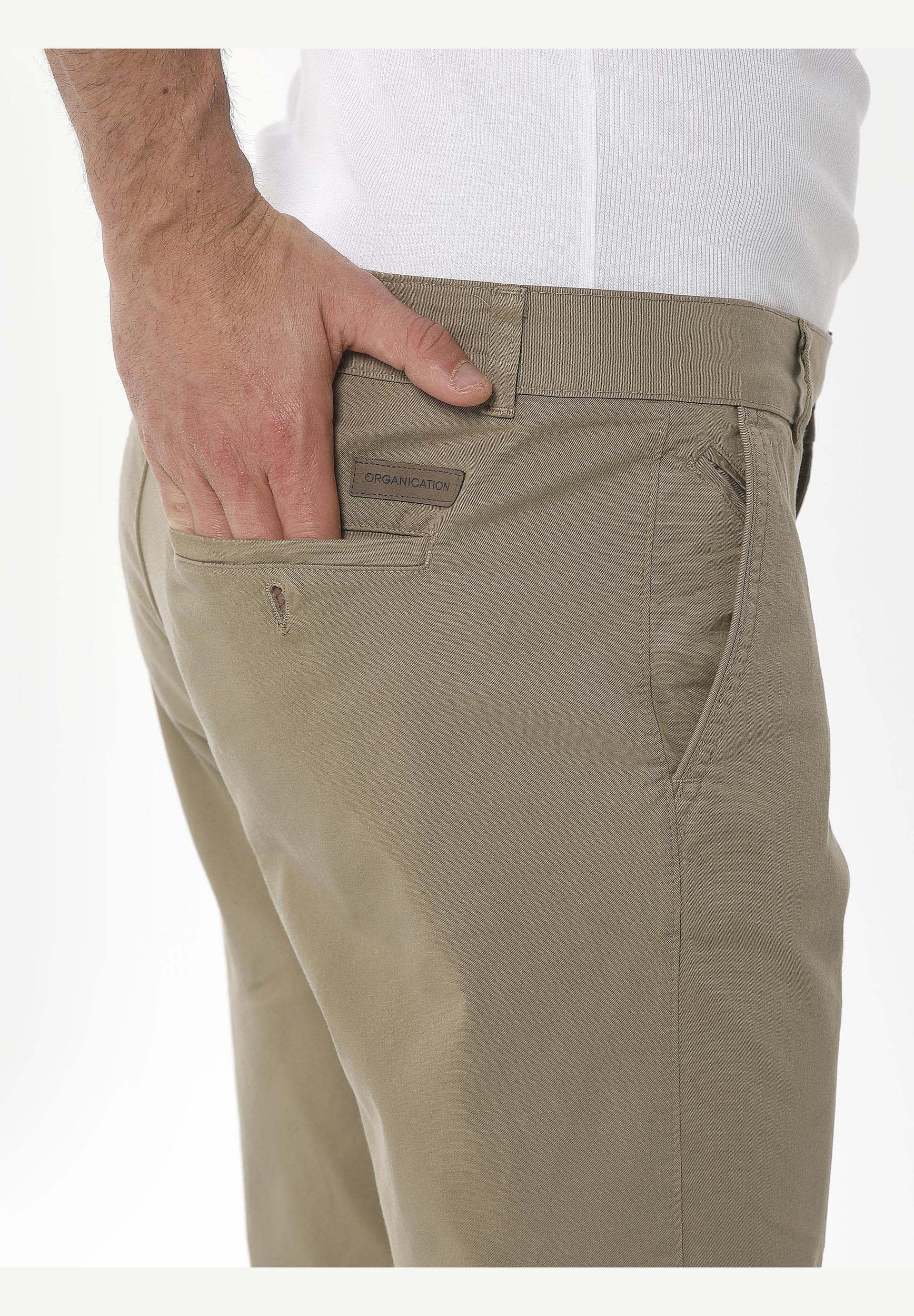ORGANICATION Chino Pants Slim Olive Green