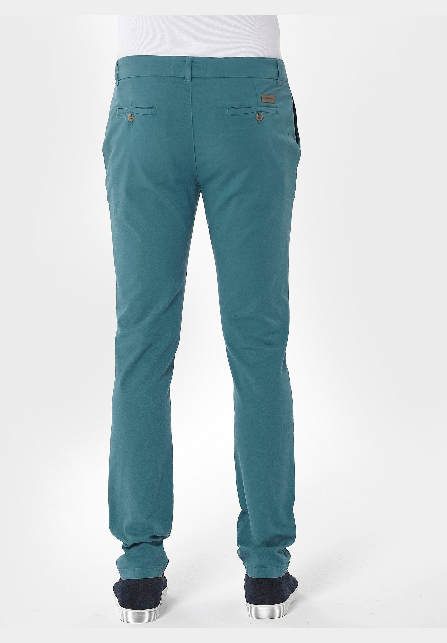 ORGANICATION Chino Pants Slim Petrol Green