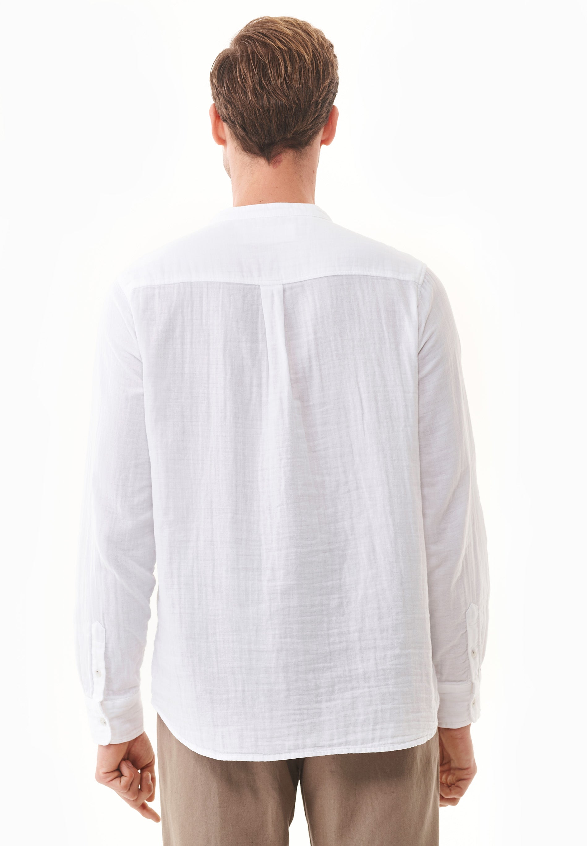 ORGANICATION men vegan Shirt With Stand Up Collar White