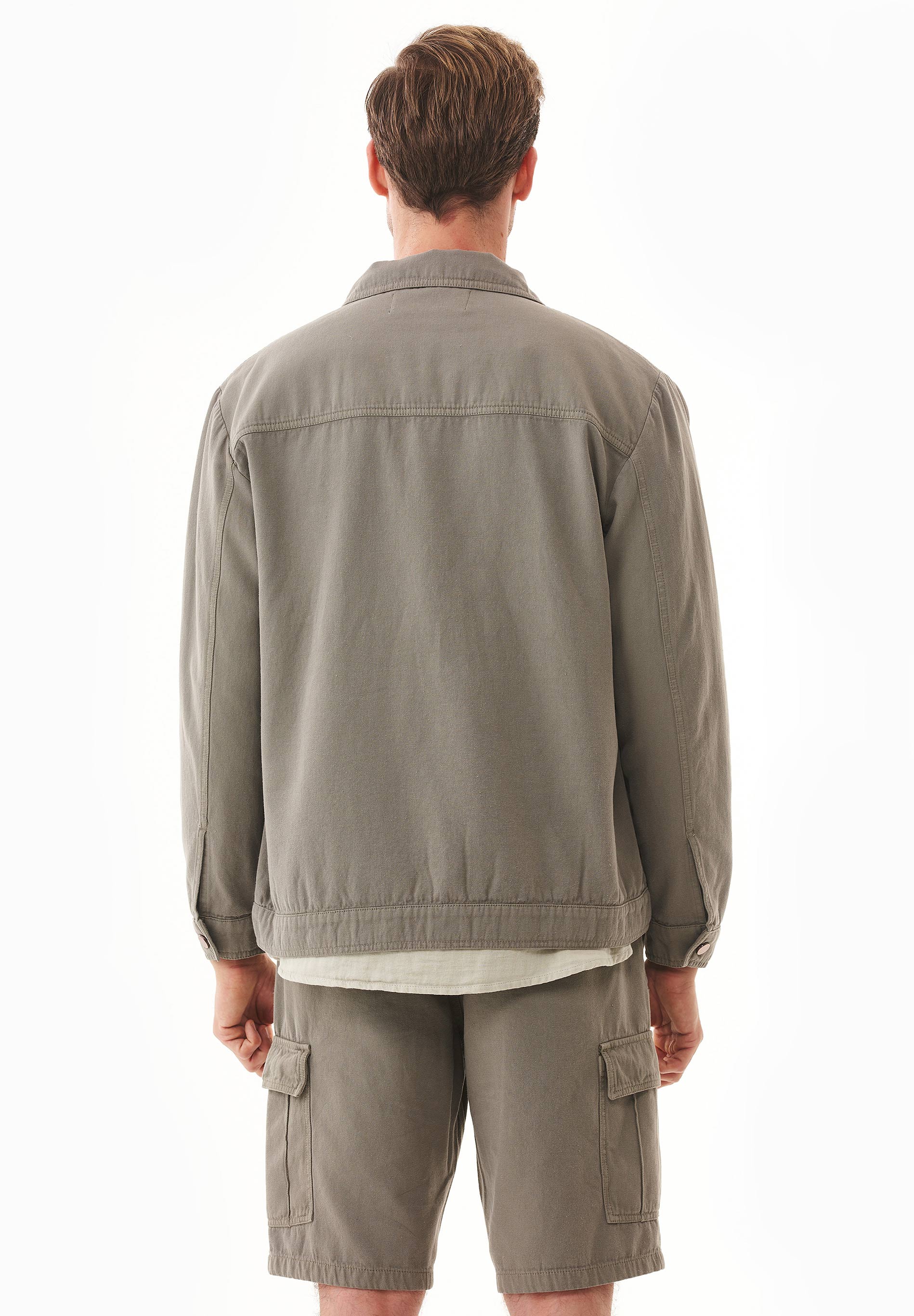 71574 - Herren vegan Shirt Jacke Smokey Olivgrün 71574 - Herren vegan Shirt Jacke Smokey Olivgrün