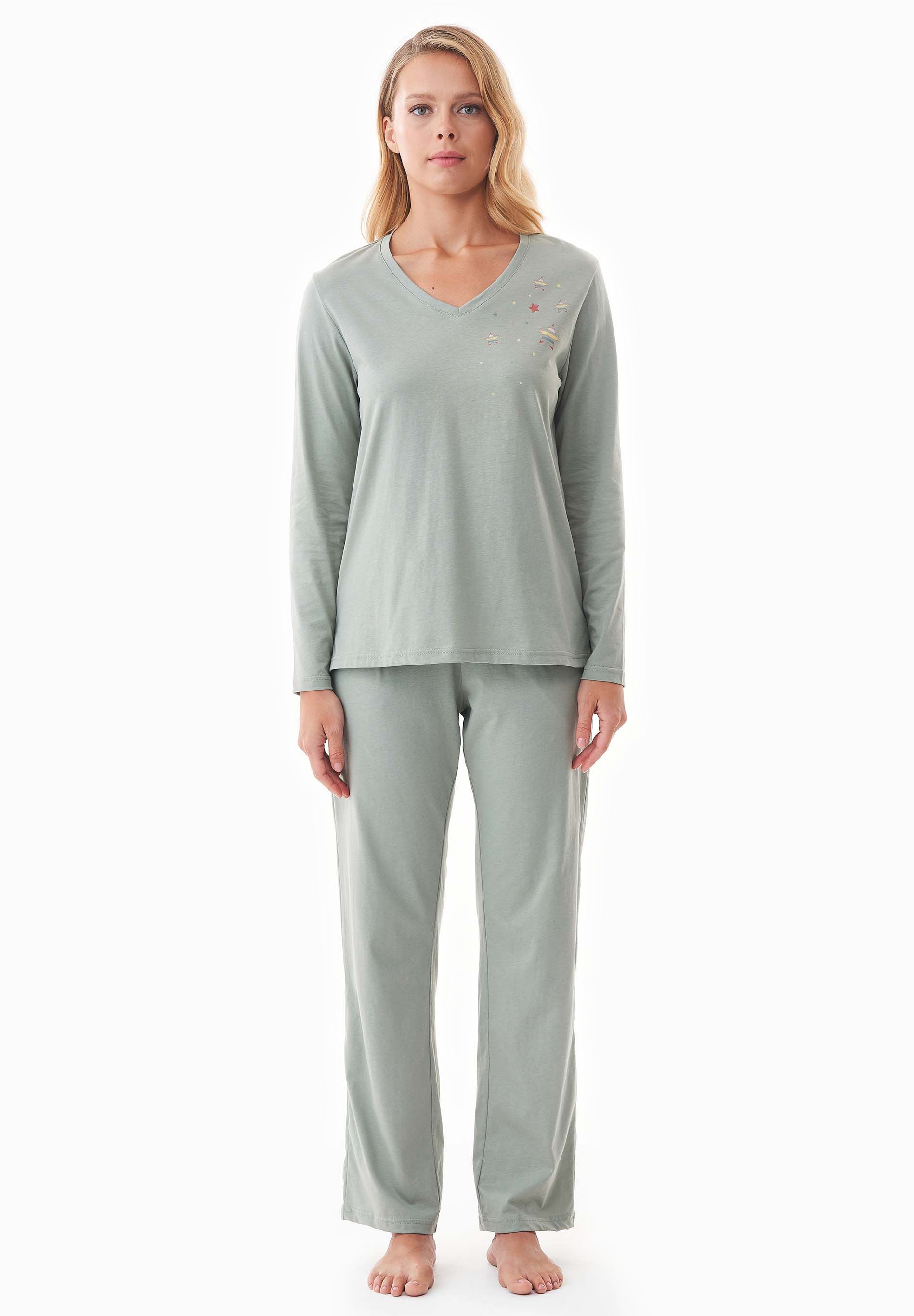 71758 - Damen vegan Pyjama Set Tieerra SalbeigrÃ¼n