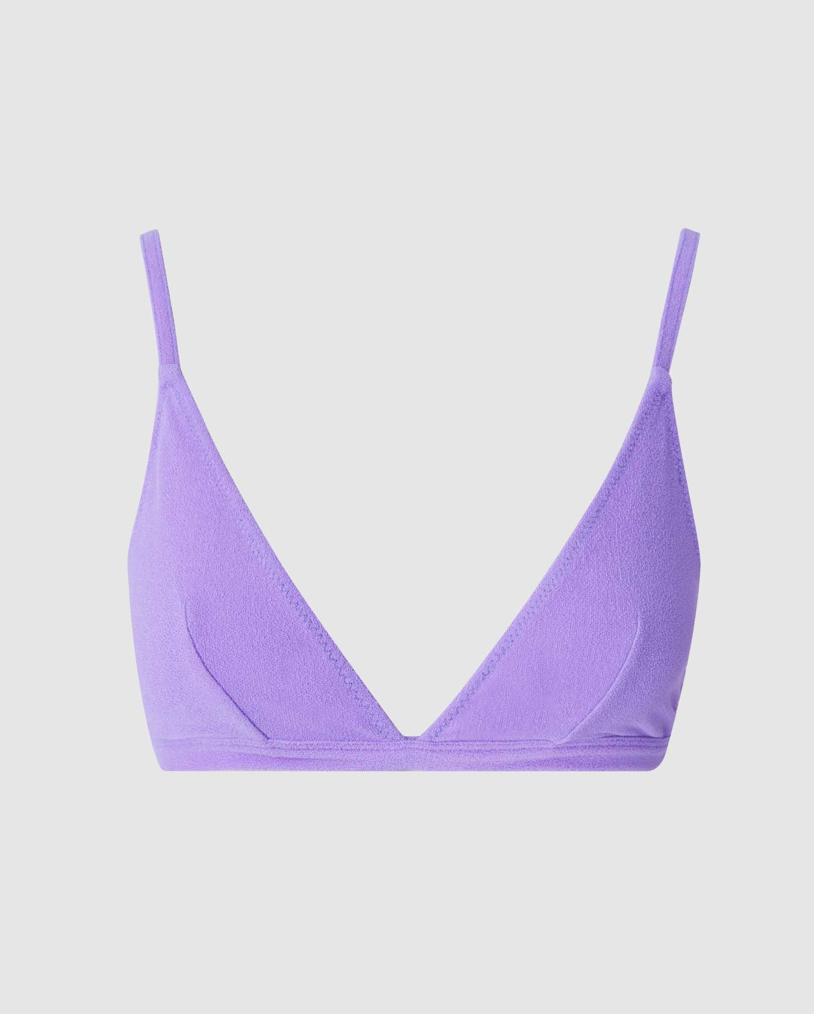 Understatement womens vegan Bikini Top Triangle Electric Lilac