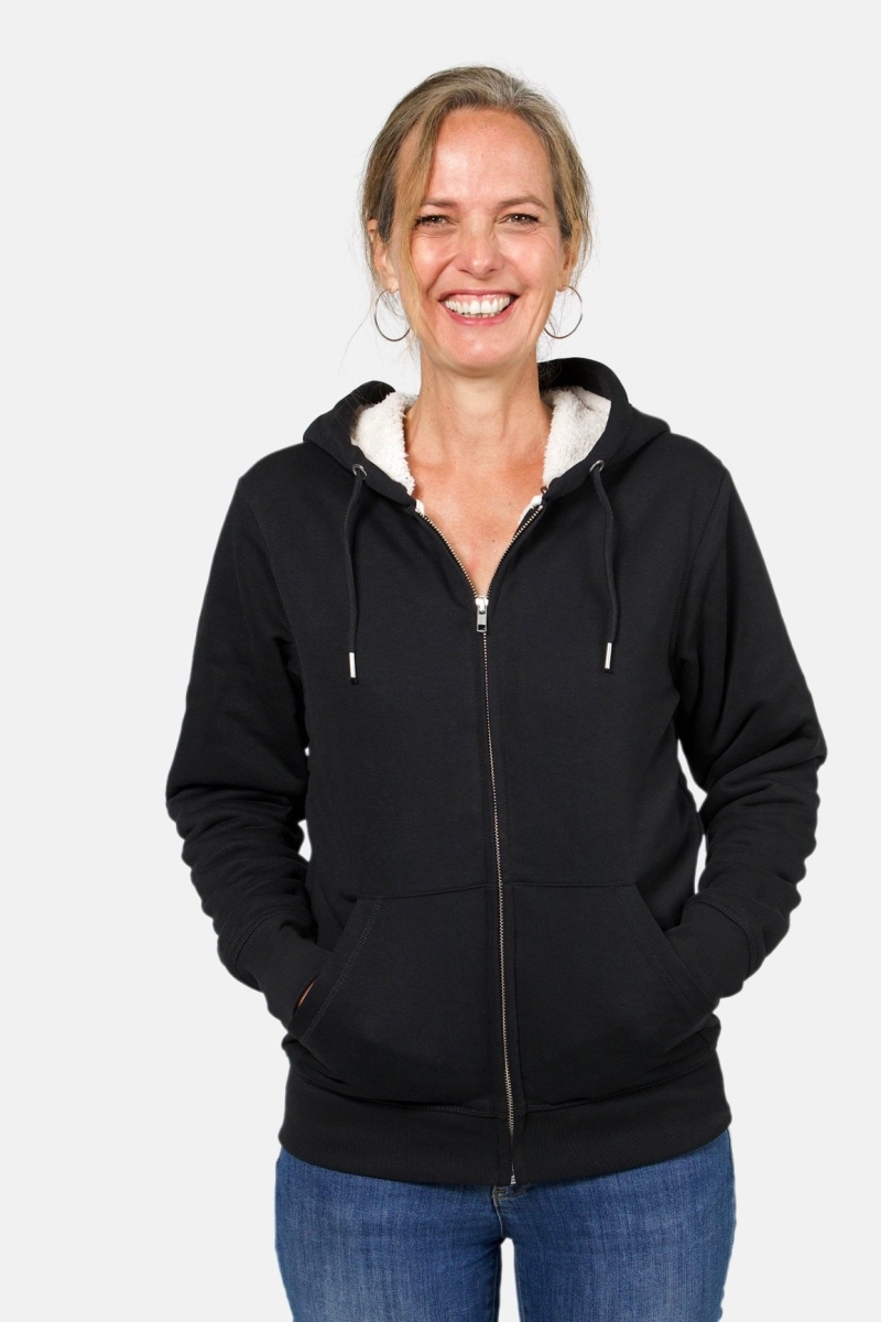 TORLAND Damen vegan Hoodie Winter Hygger Sherpa Schwarz