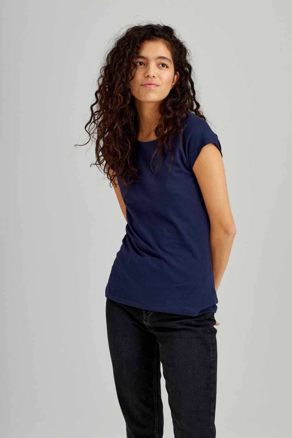 ThokkThokk womens vegan T-Shirt Tt01 Cap Sleeve Midnight Blue