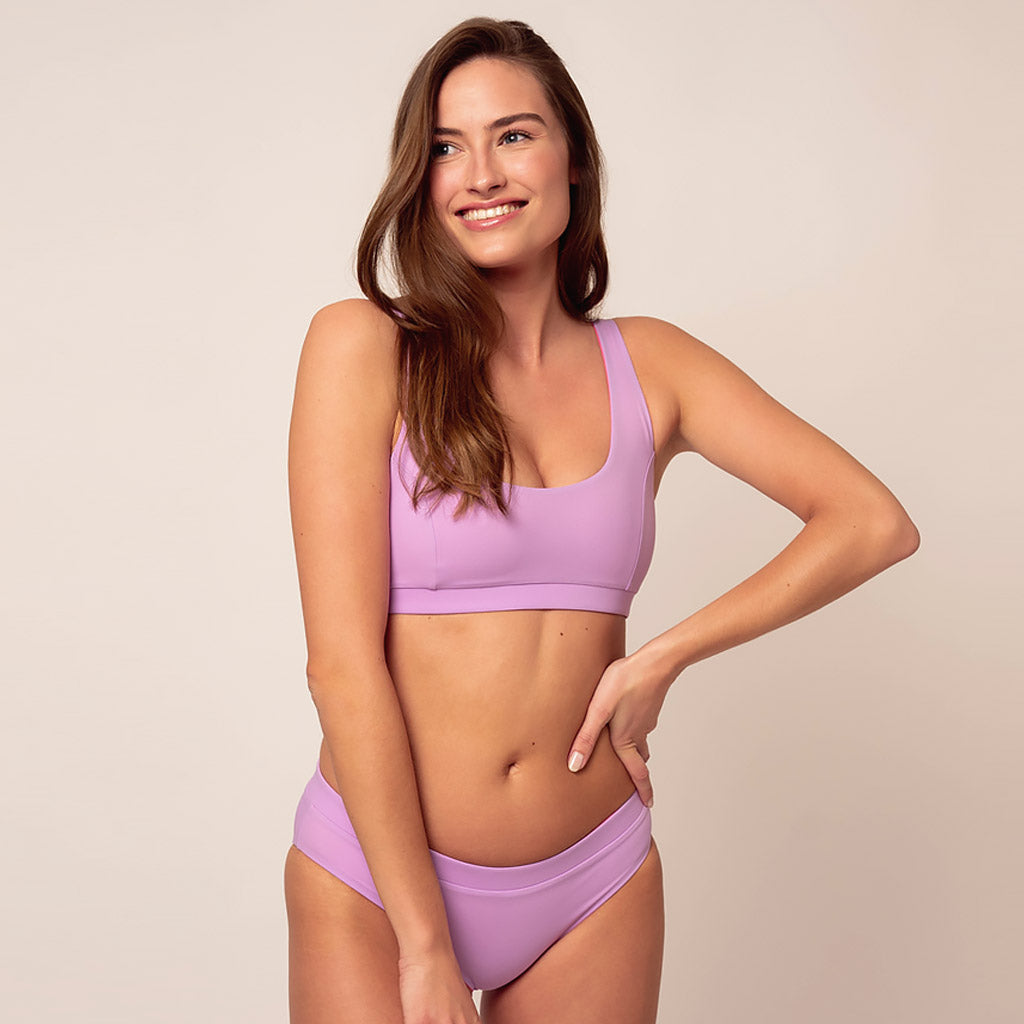 Woodlike womens vegan Bikini Top Anais Reversible Lilac Purple / Pink