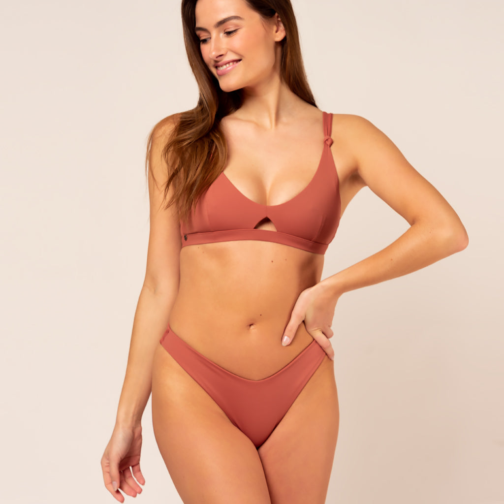 Woodlike womens vegan Bikini Bottom Cheeky Brown
