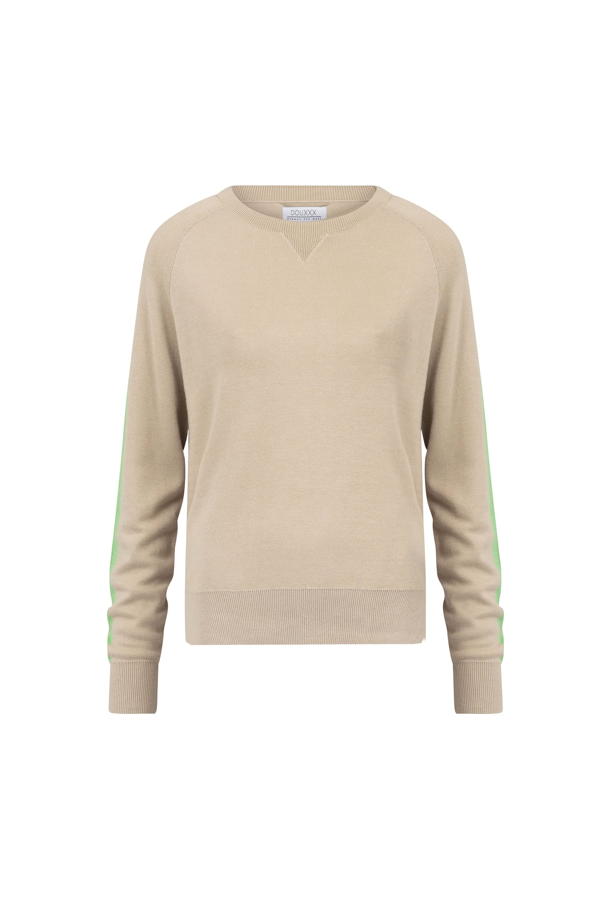 Douxx womens vegan Woman Soft Striped Crew Beige