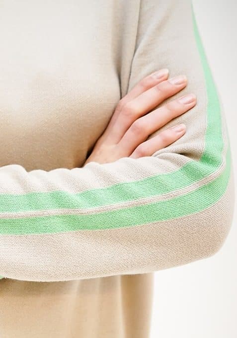 Douxx womens vegan Woman Soft Striped Crew Beige