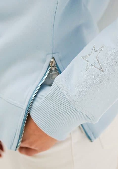 Douxx womens vegan Sweater Side Zip Blue