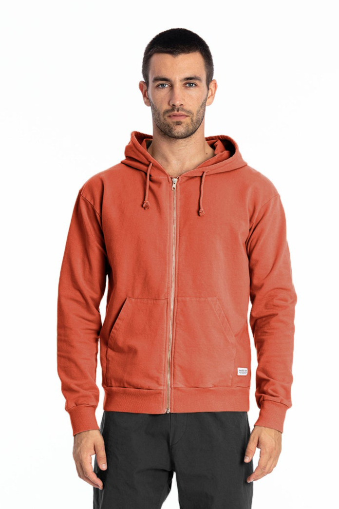 Image of RAVENS VIEW IBIZA mannen vegan Hoodie Zip Ibiza Aarde Rood