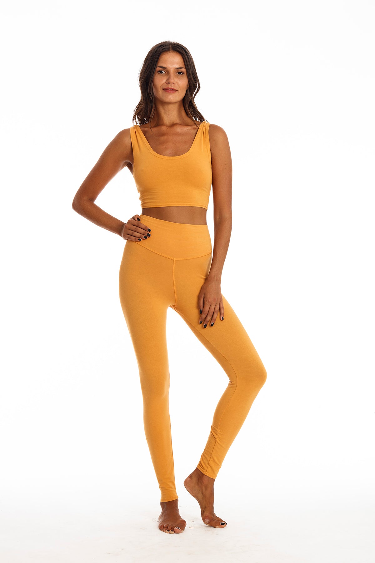 RAVENS VIEW IBIZA womens vegan Yoga Legging Plus Gold Sand Yellow