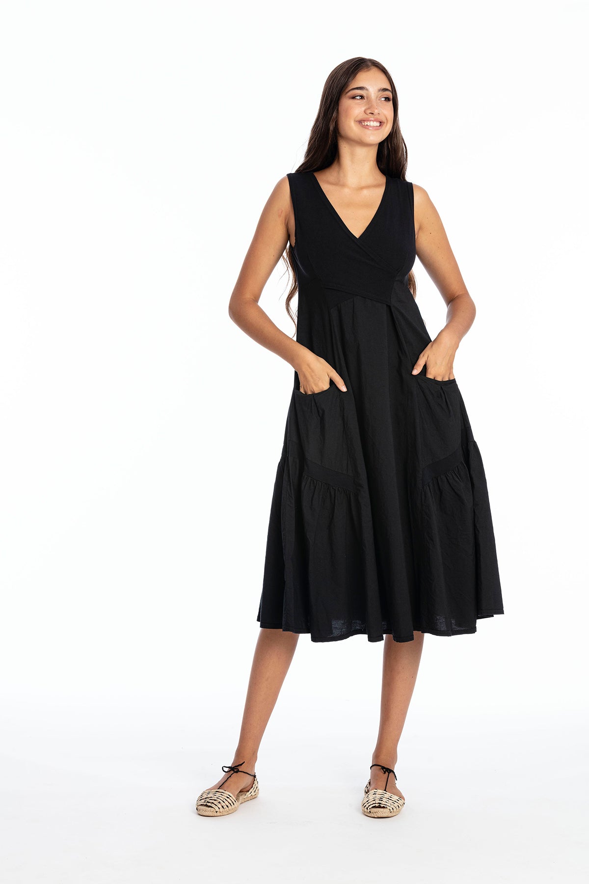 RAVENS VIEW IBIZA Damen vegan Kleid Ã„rmellos Paola Schwarz