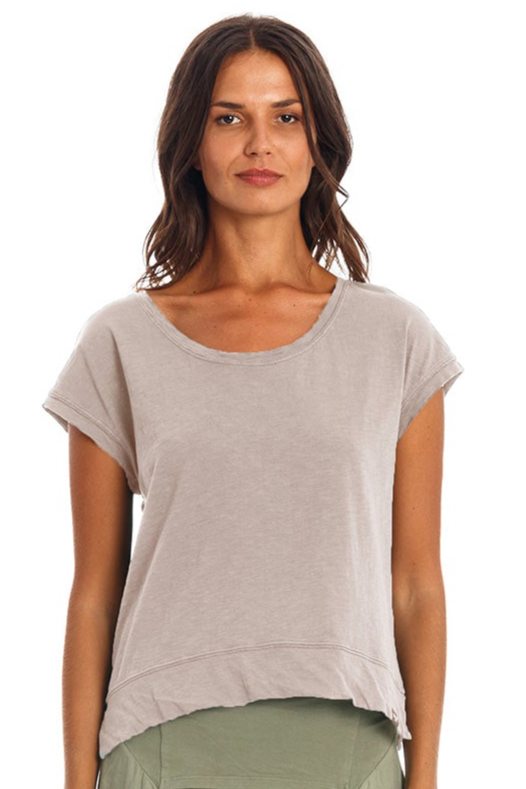 Image of RAVENS VIEW IBIZA dames vegan T-Shirt Ivy Steengrijs