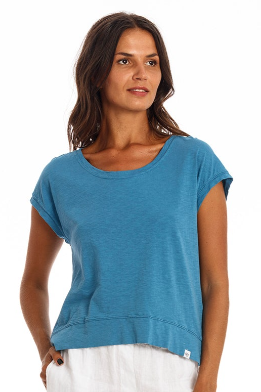 Image of RAVENS VIEW IBIZA dames vegan T-Shirt Ivy Maui Blauw
