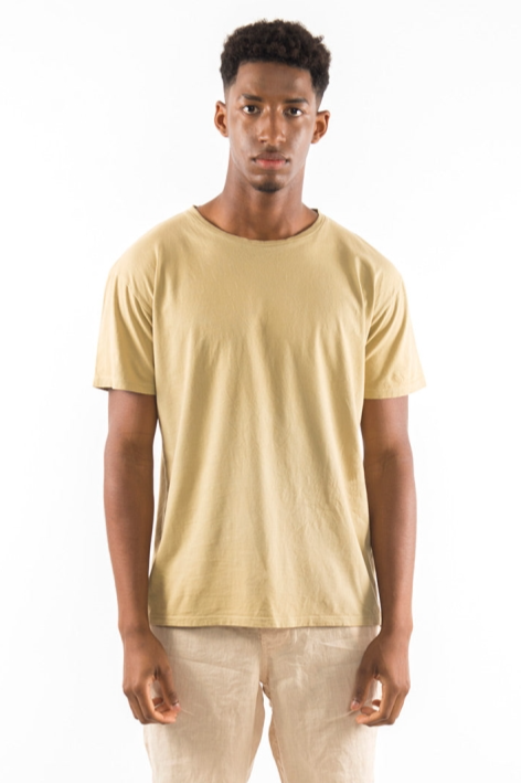 RAVENS VIEW IBIZA Herren vegan T-Shirt Basic Azur Kamelgelb