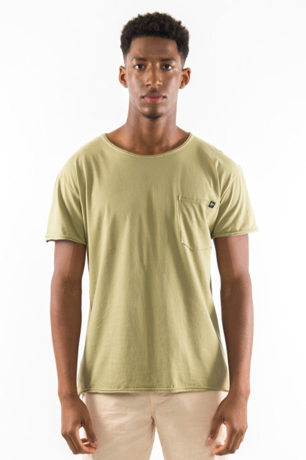 Image of RAVENS VIEW IBIZA mannen vegan T-Shirt Ronde Wild Neck Pocket Donker AloÃ« Groen