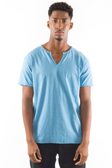 Image of RAVENS VIEW IBIZA mannen vegan T-Shirt Eros Faded Denim Blauw