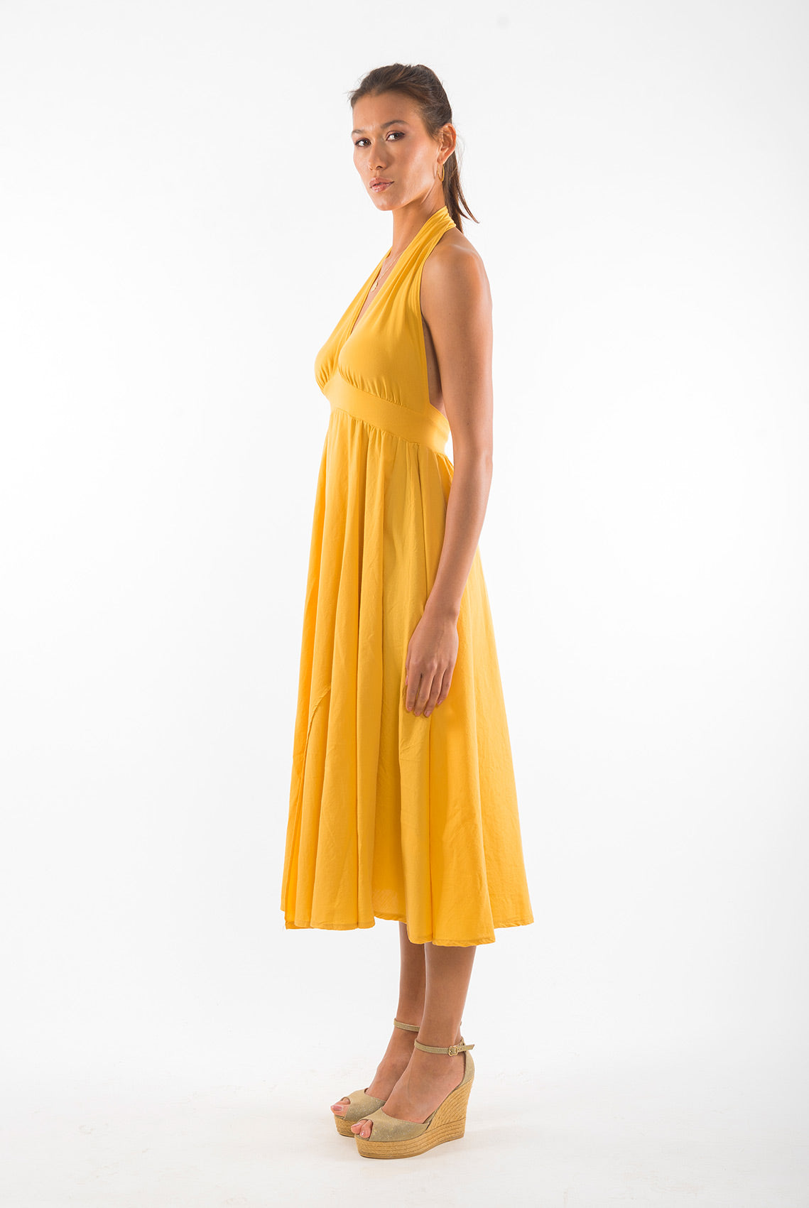 RAVENS VIEW IBIZA womens vegan Dress Marilyn Gold Yellow