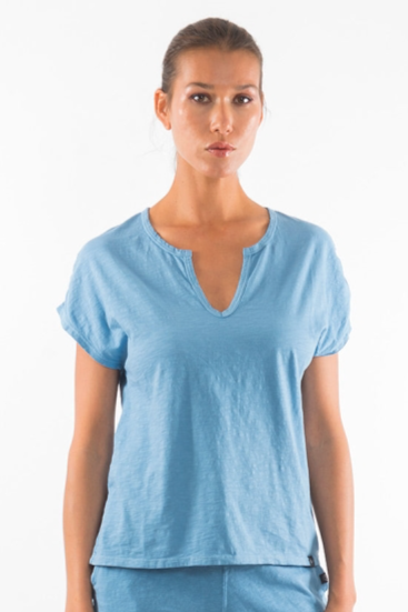 RAVENS VIEW IBIZA Damen vegan T-Shirt Hera Faded Denim Blau