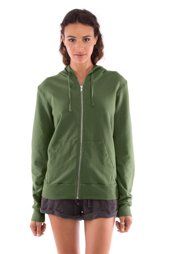 Image of RAVENS VIEW IBIZA dames vegan Hoodie Rits Vedra Bosgroen