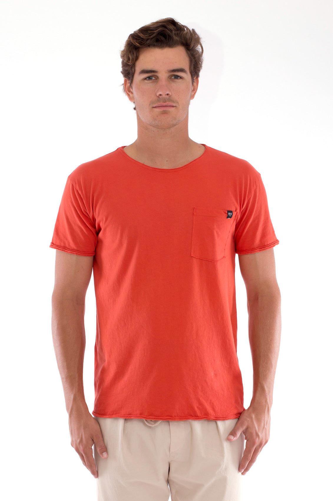 RAVENS VIEW IBIZA Herren vegan T-Shirt Rundhalsausschnitt Wild Pocket Terracotta Orange