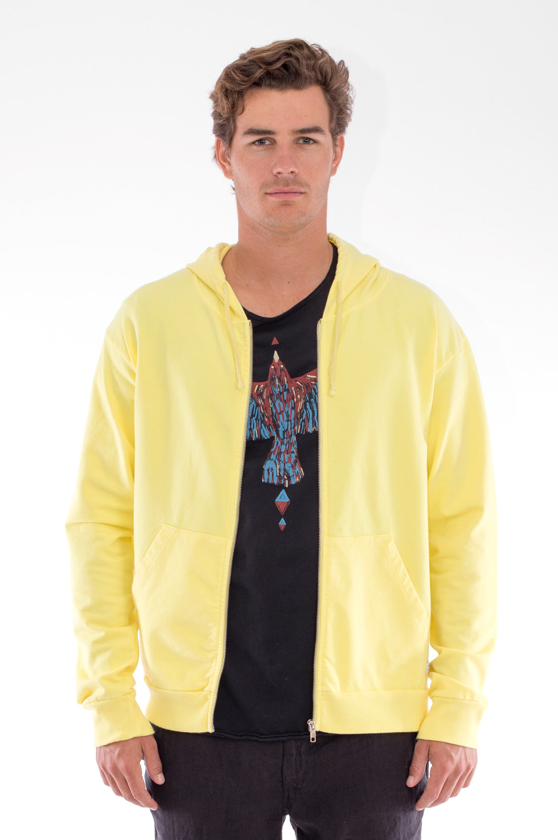 Image of RAVENS VIEW IBIZA mannen vegan Hoodie Zip Ibiza Limoen Geel