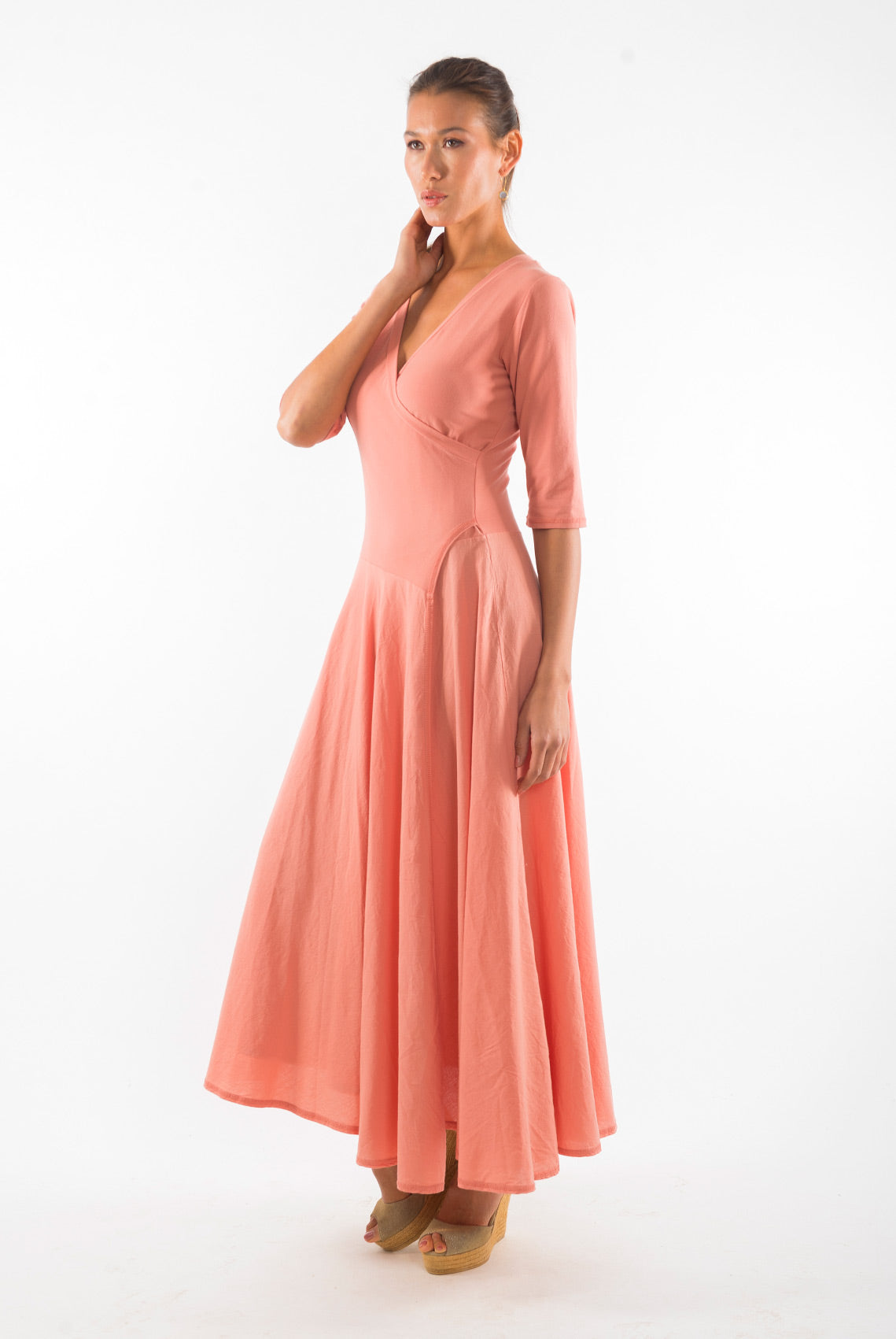 73813 - Damen vegan Kleid Veronika Koralle Lehm