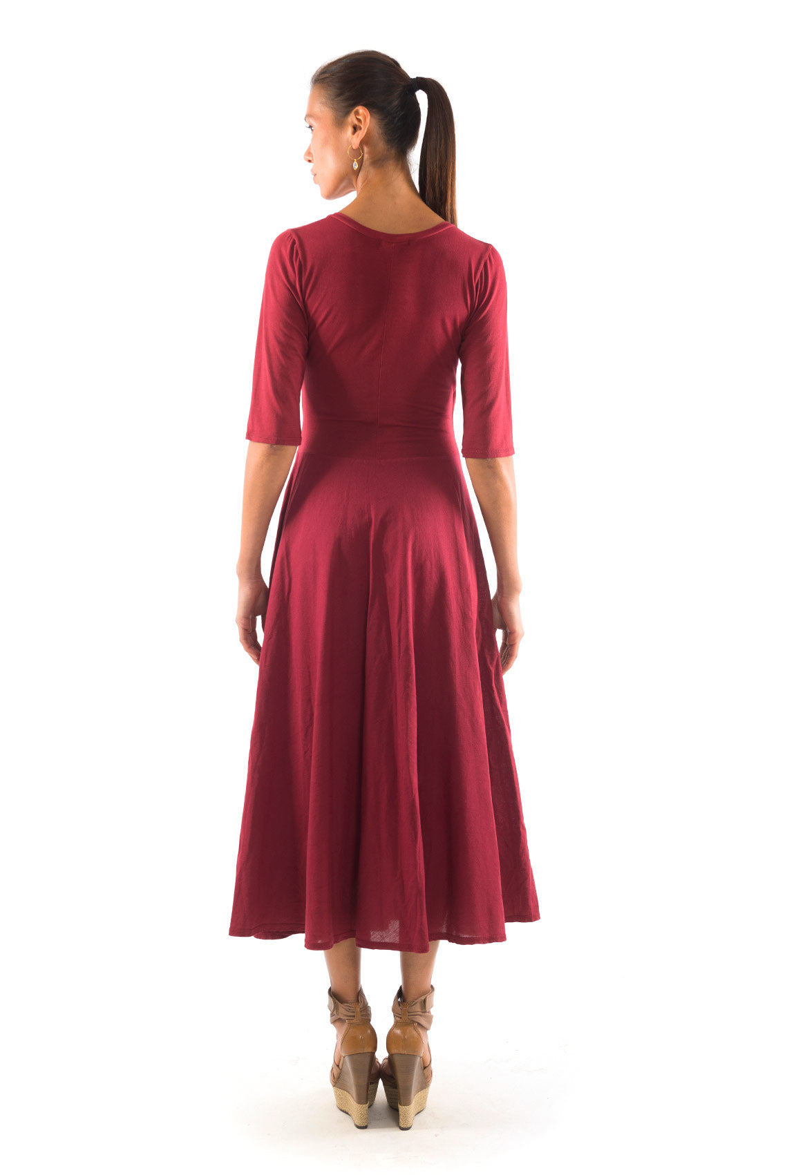 RAVENS VIEW IBIZA womens vegan Dress Veronika Burgundy Red