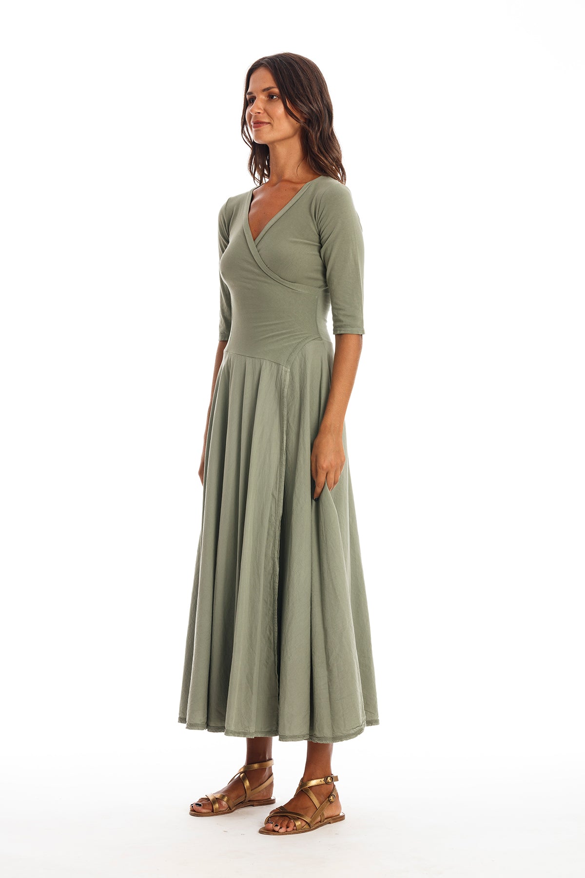 RAVENS VIEW IBIZA womens vegan Dress Veronika Khaki Green