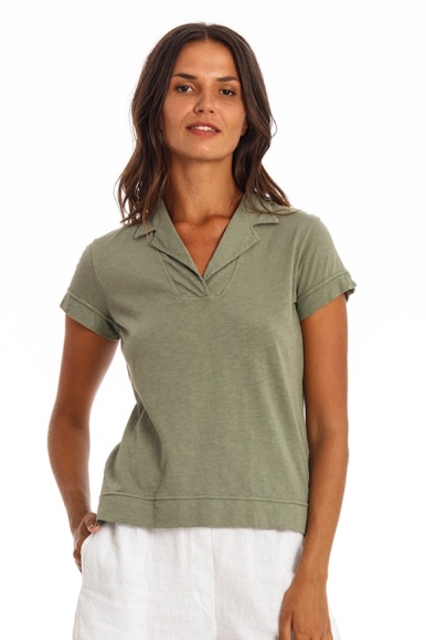 RAVENS VIEW IBIZA Damen vegan Polo T-Shirt Alexa Khaki GrÃ¼n