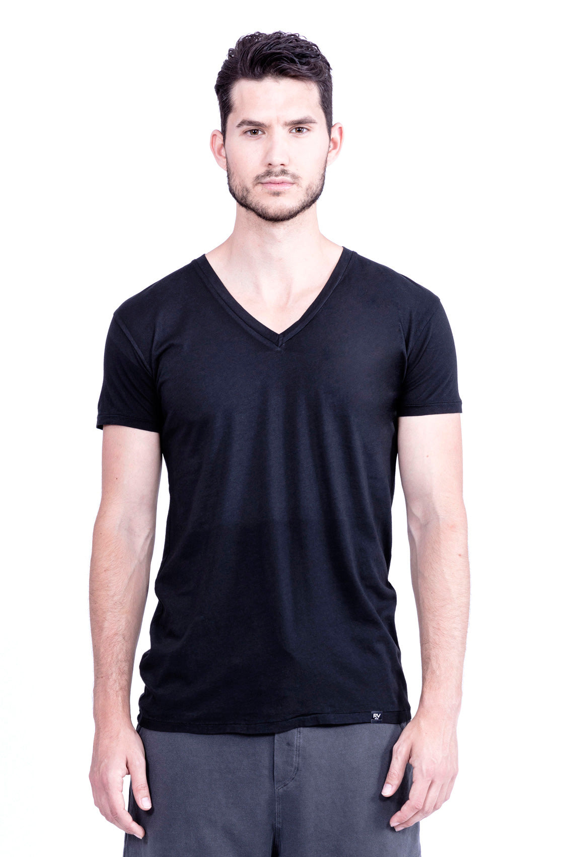 RAVENS VIEW IBIZA men vegan T-Shirt Basic V Neck Black