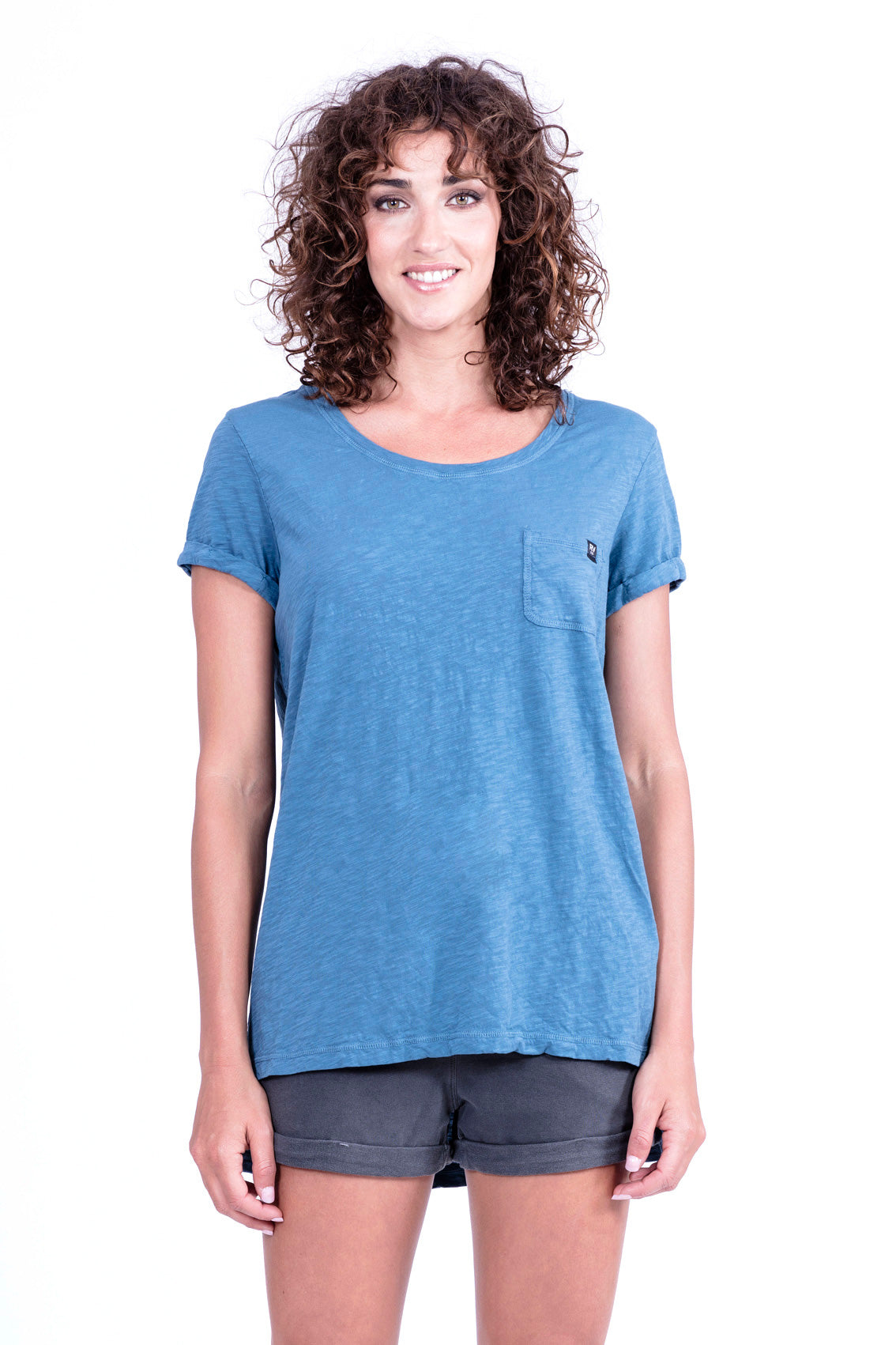 RAVENS VIEW IBIZA womens vegan T-Shirt Pocket Maui Blue